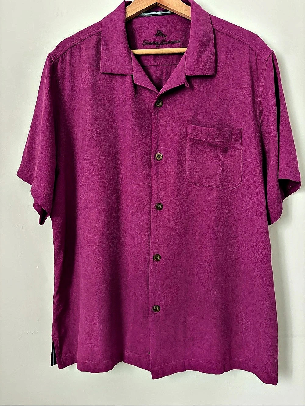 Tommy Bahama Silk Jacquard Camp Shirt Pink Large